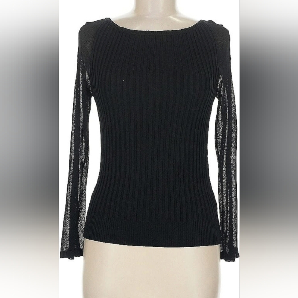 Black Ribbed Long Sleeve Top